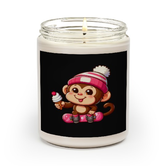 Chimpanzee Snowboarder Winter Action Scented Candles