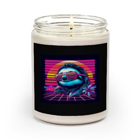 Synthwave Retro 80's Sloth Scented Candles