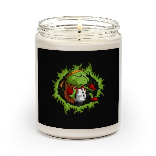Kung Fu Turtle With Halftone Fire Background Scented Candles