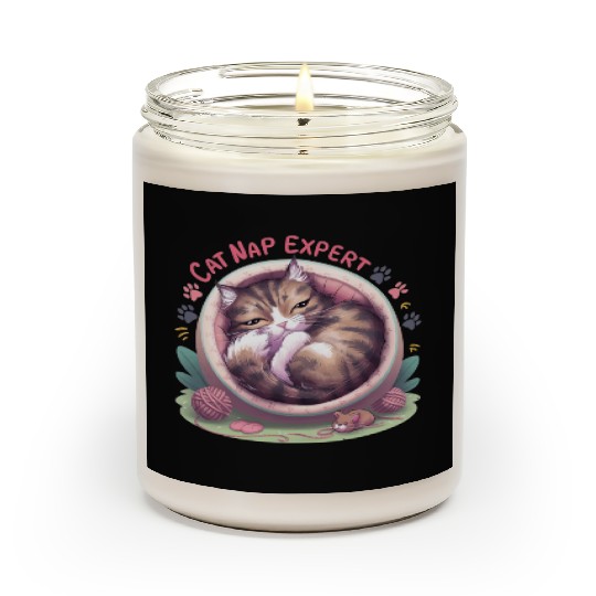 Cat Nap Expert - Funny Cat Outfit! Scented Candles