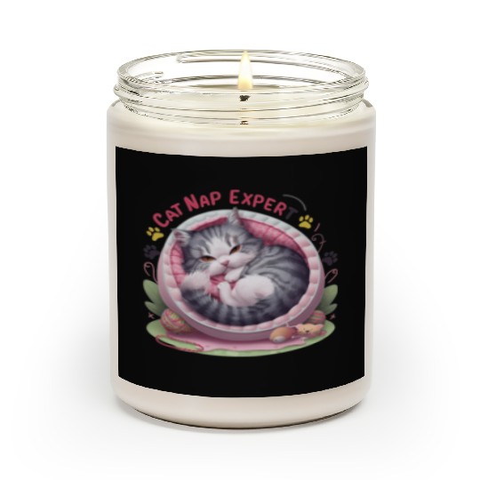Cat Nap Expert - Funny Cat Outfit! Scented Candles
