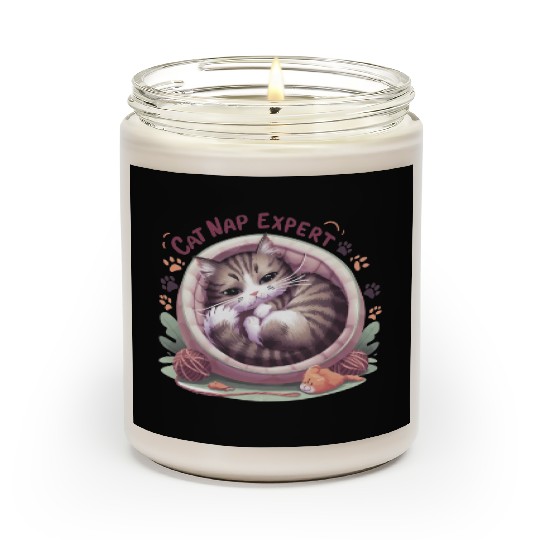 Cat Nap Expert - Funny Cat Outfit! Scented Candles