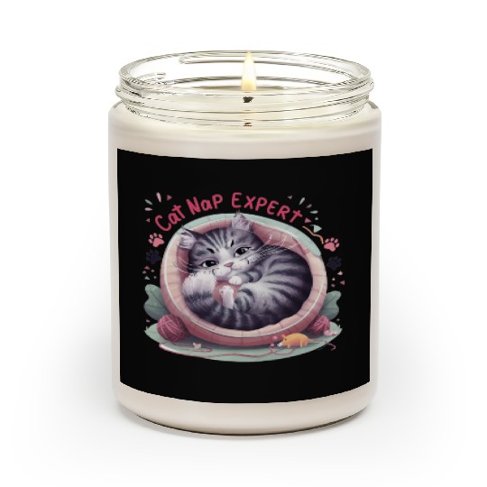 Cat Nap Expert - Funny Cat Outfit! Scented Candles