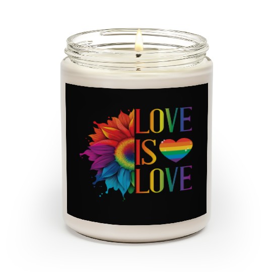 Rainbow Sunflower Love Is Love LGBT Gay Pride Scented Candles