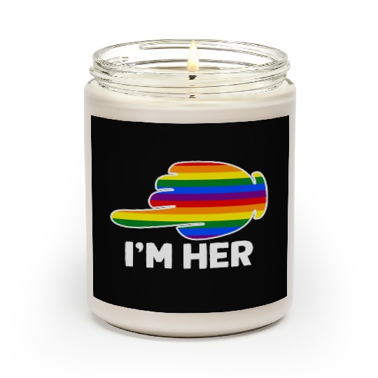 I'm Hers Rainbow Lesbian Couple Funny LGBT Pride Scented Candles