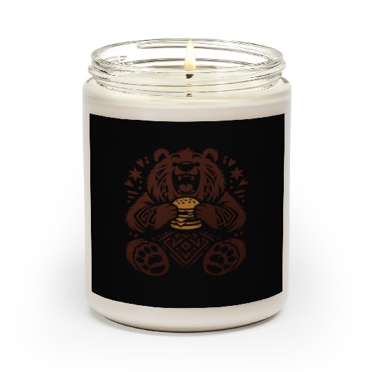 Cute Grizzly with Hamburger, Brown Scented Candles