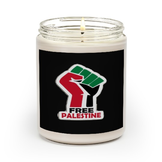 Bold Pro-Palestine Fist Design free Palestine free Scented Candles