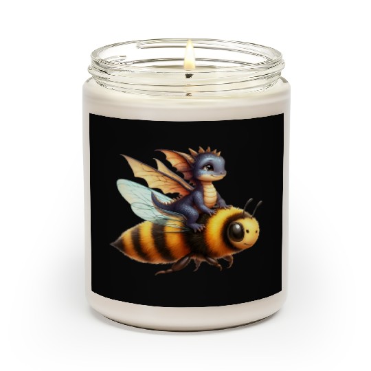 Fun Baby Dragon Riding a Bumble Bee Scented Candles