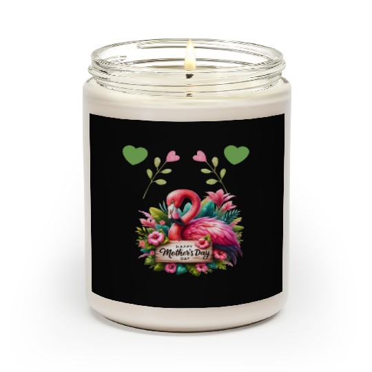 Happy Mothers Day Pink Baby Flamingo Scented Candles