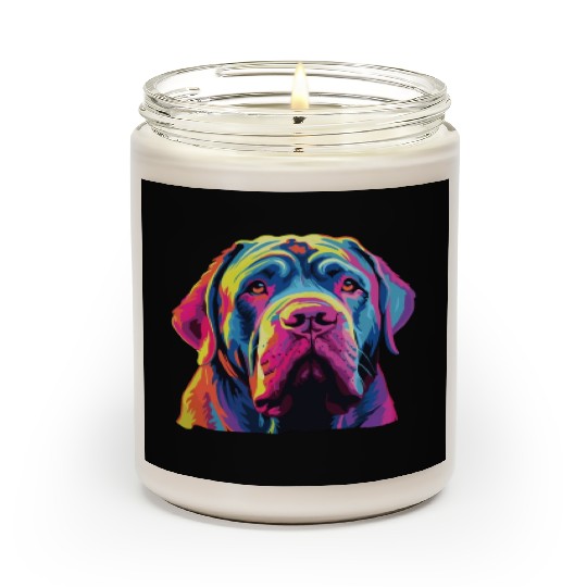 Watercolor Colorful Neapolitan Mastiff Scented Candles
