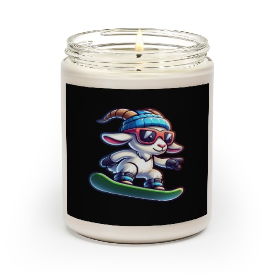Snowboarder Goat Winter Adventure Scented Candles
