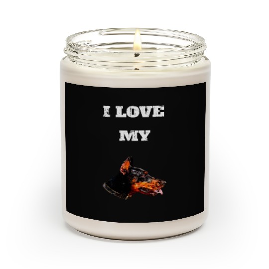 I Love My Geometric Doberman Design Scented Candles