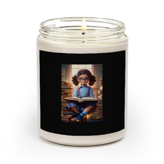 A sweet 5 year old girl wearing a light blue butto Scented Candles
