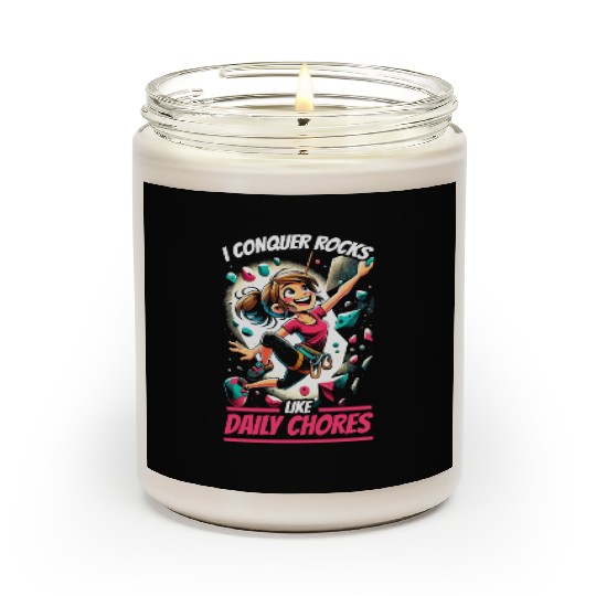 Bouldering Girl Boulderer Rock Climbing Wall Scented Candles