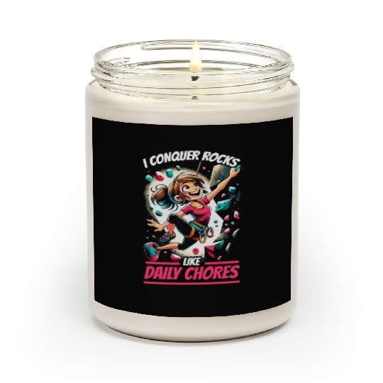 Bouldering Girl Boulderer Rock Climbing Wall Scented Candles
