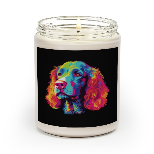 Watercolor Colorful Irish Water Water Spaniel Scented Candles