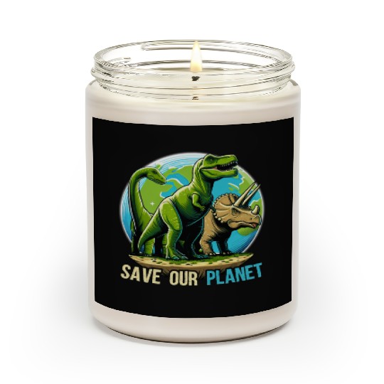 Save Our Planet Dinosaurs Kid Cute Earth Day Boys Scented Candles