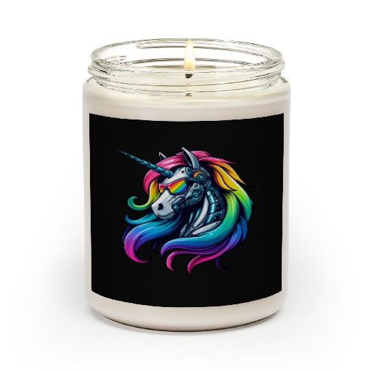 Cool Cyborg Unicorn Rainbow Scented Candles