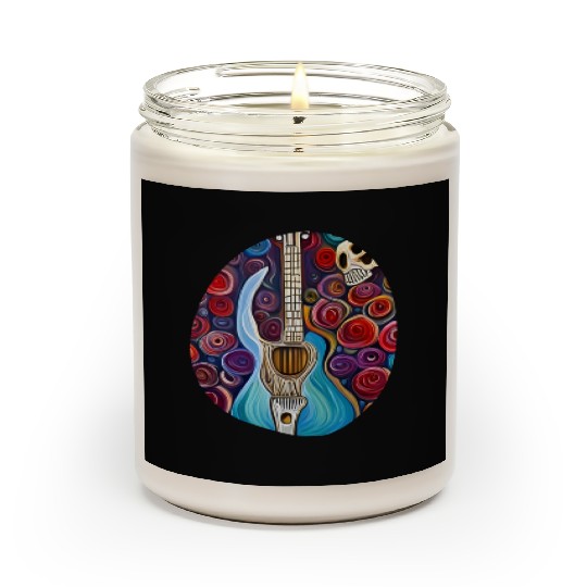 Blue Electric Guitar, Skull and Roses Scented Candles