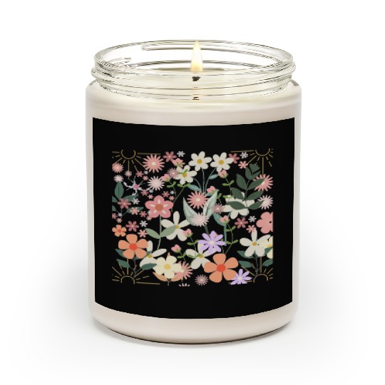 Boho Wildflowers Floral Nature Scented Candles
