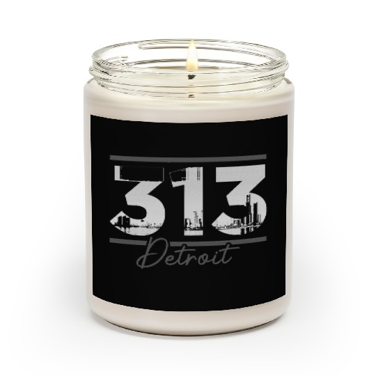 Detroit 313 Area Code Skyline Michigan Scented Candles