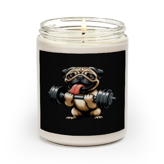 Pug Workout: Fun Dumbbell Training Scented Candles