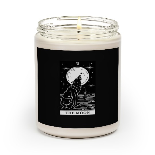 Tarot Card The Moon Wolf Howling Scented Candles