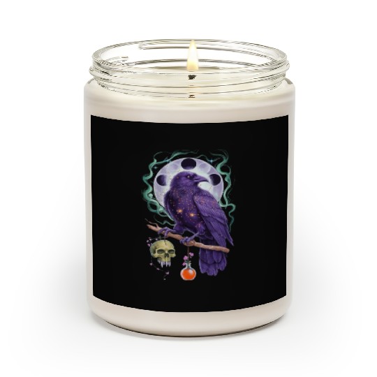 Mystical purple raven perched on a branch Scented Candles