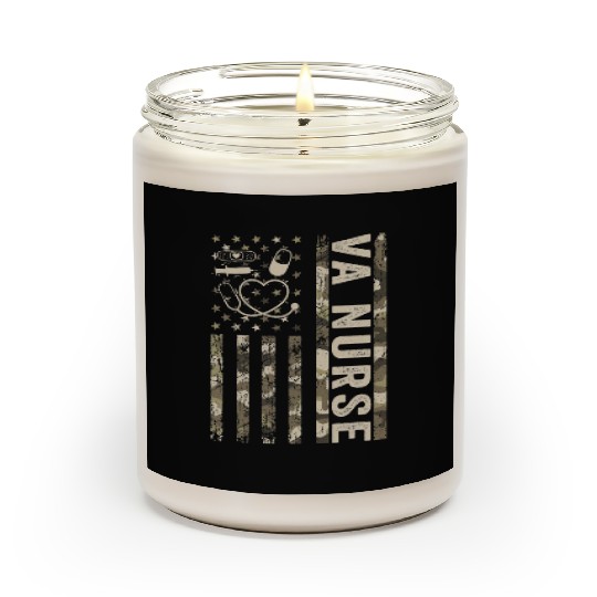 VA Nurse Camouflage Patriotic US Flag Nurse Life Scented Candles
