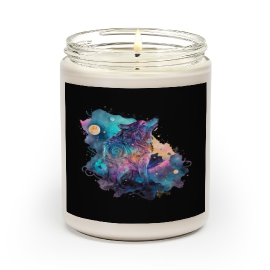Wolf Print, Cosmic Wolves, Animal Print, Cosmos Scented Candles
