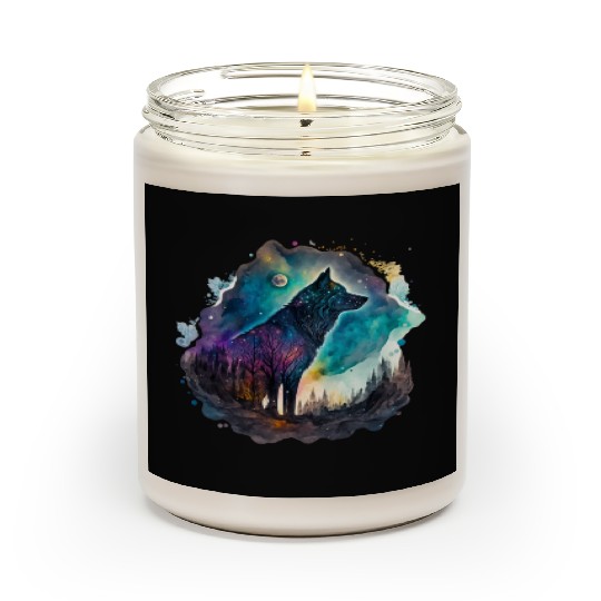 Wolf Print, Cosmic Wolves, Animal Print, Cosmos Scented Candles