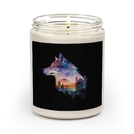Wolf Print, Cosmic Wolves, Animal Print, Cosmos Scented Candles