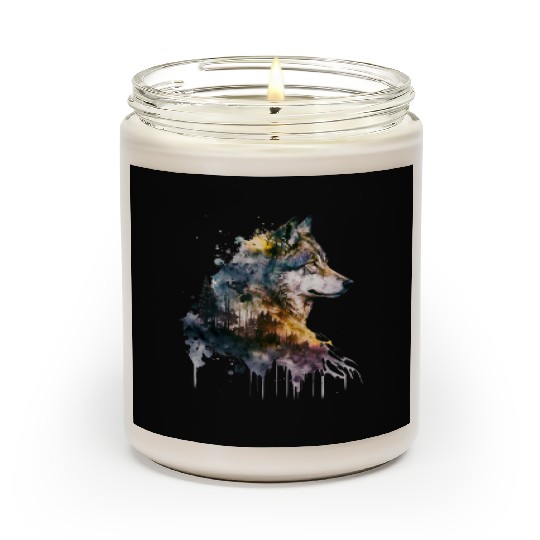 Wolf Print, Cosmic Wolves, Animal Print, Cosmos Scented Candles