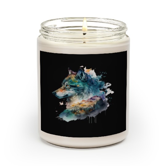 Wolf Print, Cosmic Wolves, Animal Print, Cosmos Scented Candles