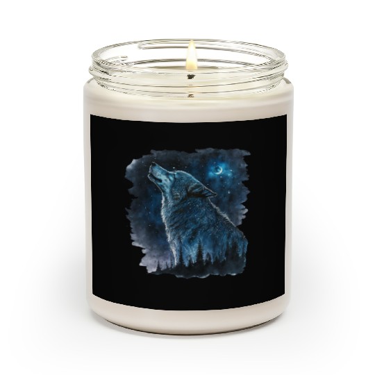 Wolf Print, Cosmic Wolves, Animal Print, Cosmos Scented Candles
