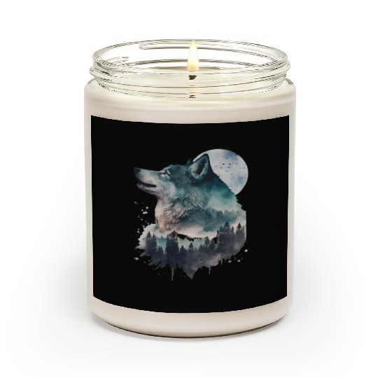 Wolf Print, Cosmic Wolves, Animal Print, Cosmos Scented Candles
