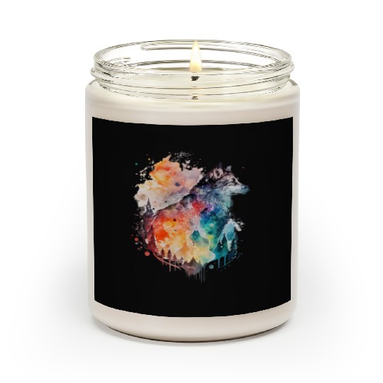 Wolf Print, Cosmic Wolves, Animal Print, Cosmos Scented Candles