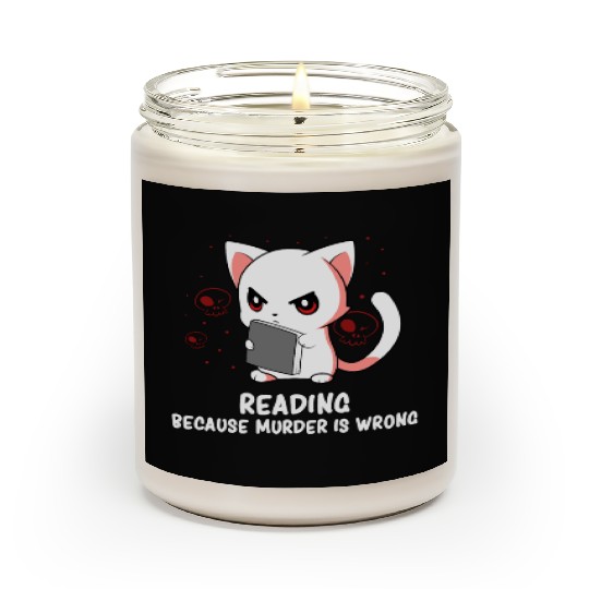 Reading - Reading Cat - Dark Humor - Reading Book Scented Candles