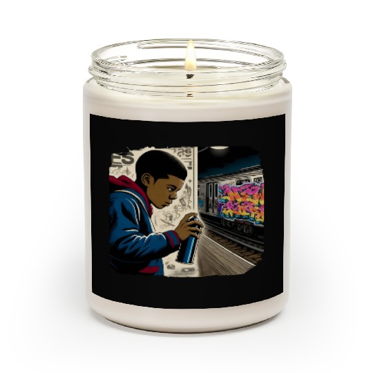 AI Teen in Underground Subway Layup -Masked Border Scented Candles
