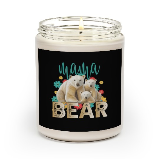 Mama Bear Gift Rose Flowers Mama Bear with 2 Cubs Scented Candles