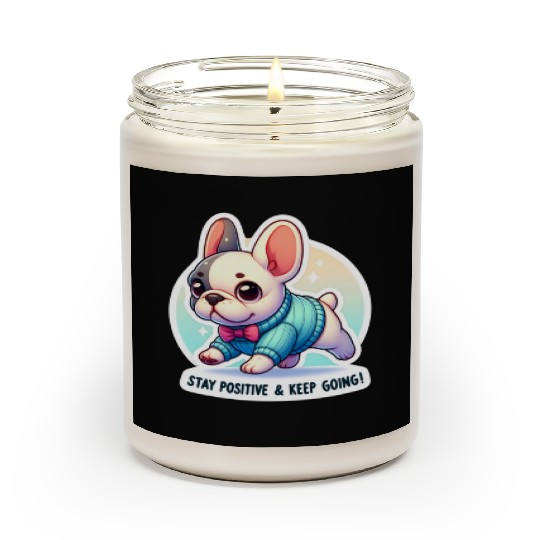 Stay Positive French Bulldog Motivational Words Scented Candles