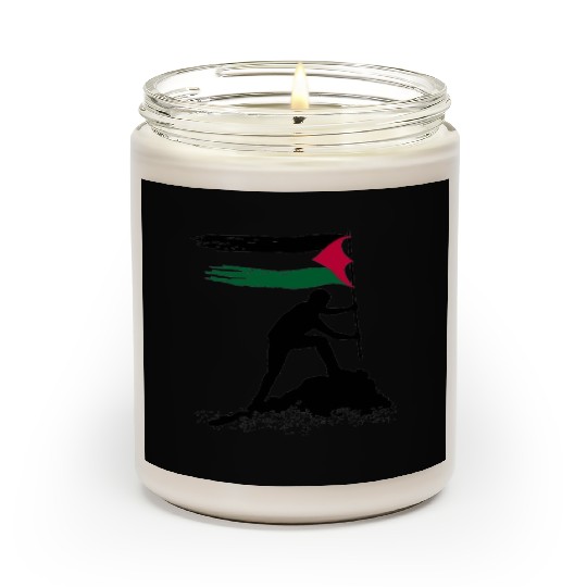 free palestine standing flag silhouette Scented Candles