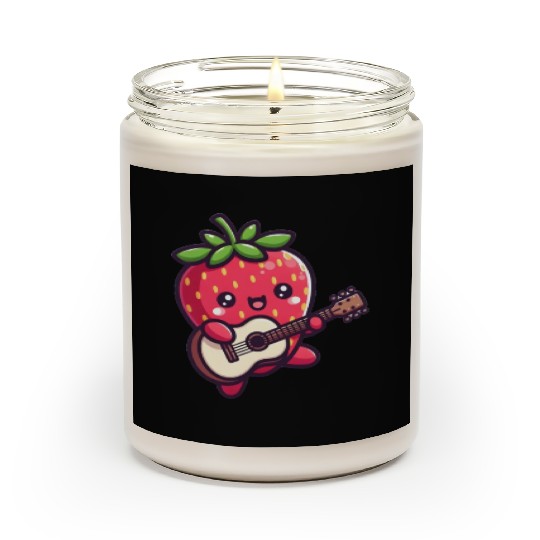 cute strawberry with guitar Scented Candles