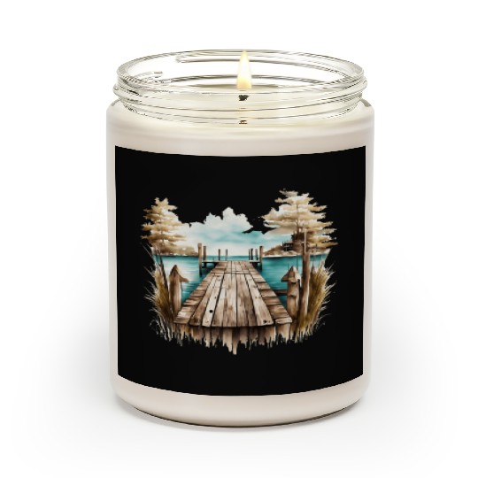Wooden Dock By A Peaceful Lake Scented Candles