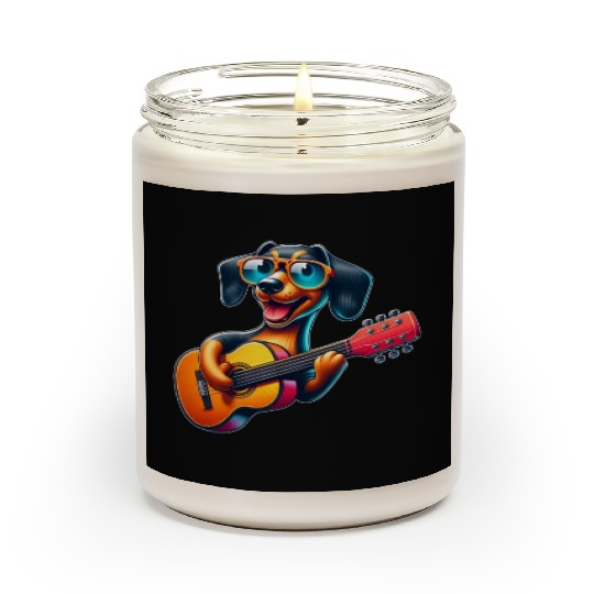 Dachshund Guitarist Guitar Music Dog Scented Candles