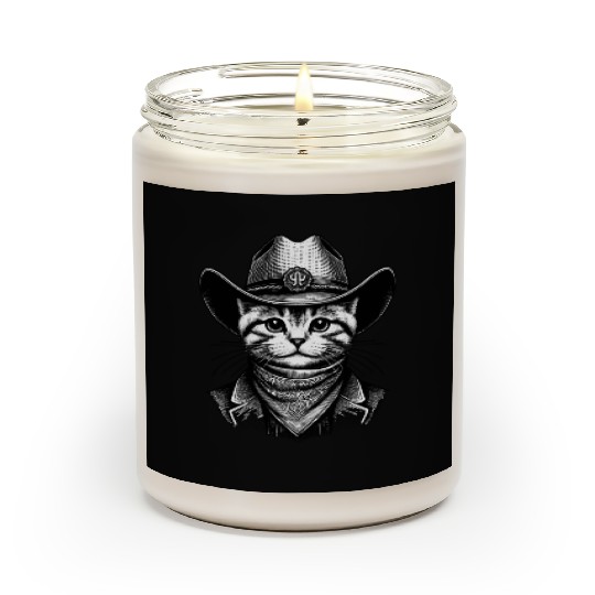 Cowboy Cat Art Scented Candles