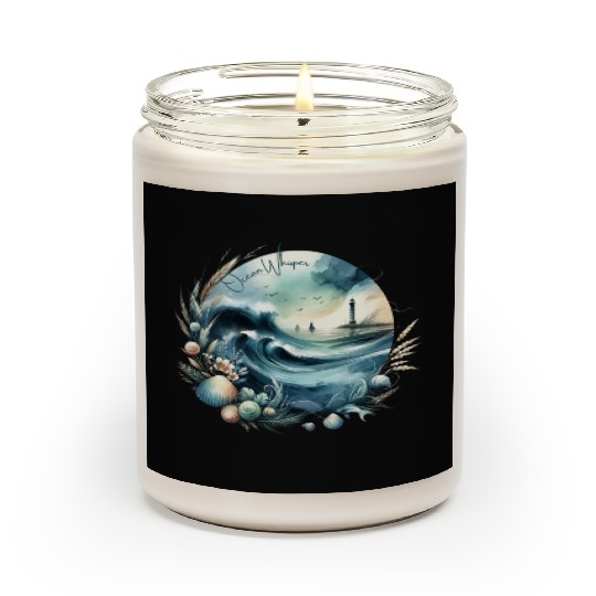 Ocean Whisper: Serene Seascape Art Scented Candles