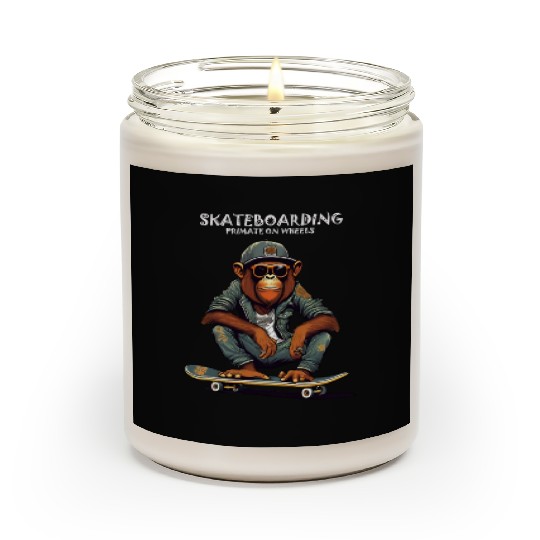 Skateboarding Primate on Wheels Scented Candles