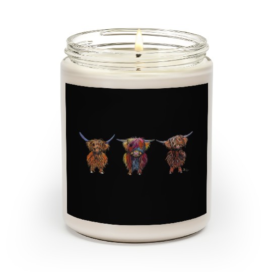 CoW PRiNT ANiMaL PRiNT HiGHLaND CoWS ' ALL THRee ' Scented Candles
