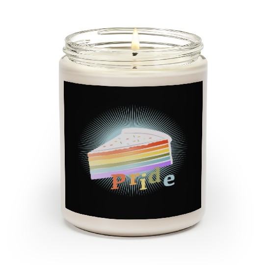 Piece of rainbow cake in delicate pastel colors Scented Candles